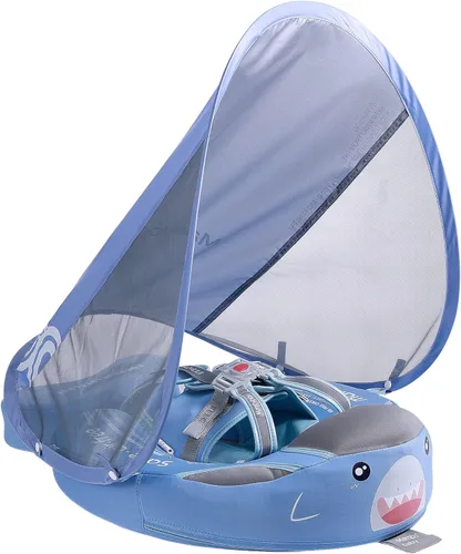 Miniatura 10 de Mambobaby Flotador de natación para bebé con toldo, flotador de bebé sólido no inflable, material de cuero suave impermeable y agradable a la piel