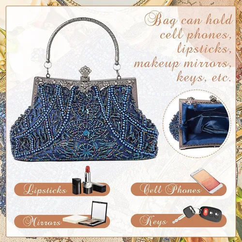 Miniatura 5 de Amylove Bolso de mano con cuentas estilo vintage de los años 1920, formal, accesorios para mujer, para eventos nocturnos, regalo para fiesta