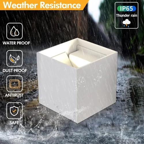 Miniatura 4 de Mille Lucciole Paquete de 2 lámparas de pared para exteriores de 12 W, para exteriores e interiores, apliques de pared LED blancos modernos, IP65
