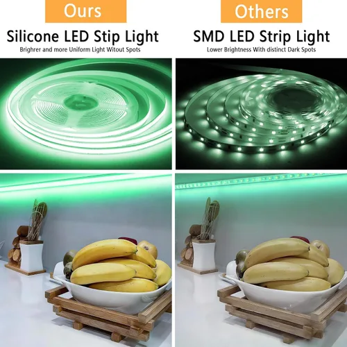 Miniatura 5 de Tira de luces LED COB verde de 10 pies, 24 V, regulable, alta CRI95+, ultra brillante, flexible, tira de luces LED, tira de luces para el día de San