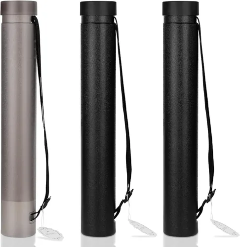 Miniatura 8 de DEWEL Tubo de dibujo, estuche de arte telescópico, tubo de plástico grande de almacenamiento negro que se expande de 25 a 40 pulgadas, tubo