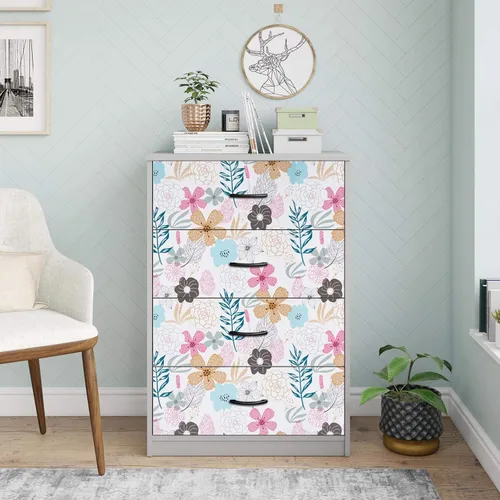 Miniatura 3 de Mecpar - Papel pintado floral de despegar y pegar - 17.71" x 78.7", flores perennes, resistente al agua, extraíble para baño o gabinete