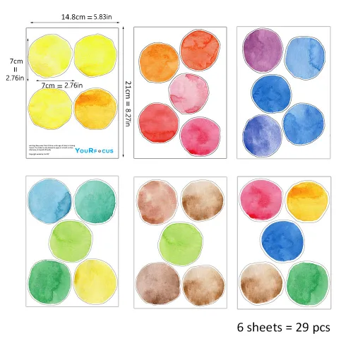 Miniatura 4 de Calcomanías de pared de lunares coloridos, pegatinas de pared de puntos de acuarela para niños, bebés, niñas, adolescentes y habitación de guardería