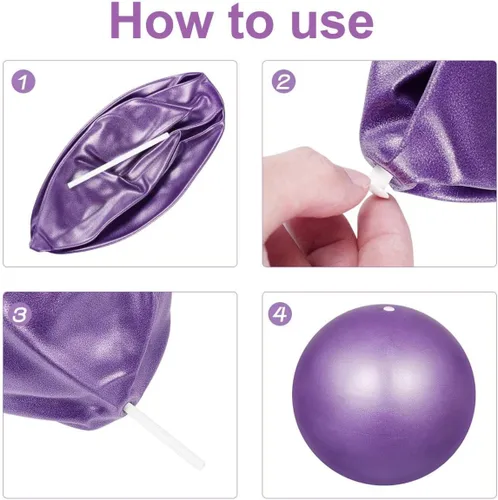 Miniatura 3 de Pelota de pilates pequeña de 9 pulgadas con pipeta inflable para estabilidad, barra de pilates, yoga, entrenamiento central y terapia física