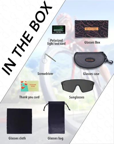 Miniatura 5 de BEACOOL Gafas de sol polarizadas deportivas de ciclismo para hombres y mujeres, UV400, gafas de sol de béisbol, TR90, marco para pesca, correr