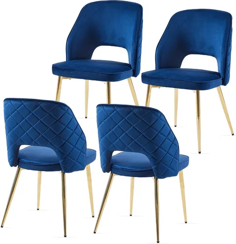 Miniatura 16 de NORDICANA Juego de 2 sillas de comedor modernas, sillas acentuadas tapizadas en beige bouclé con patas doradas de metal, sillas laterales