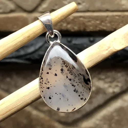 Miniatura 5 de Natural Montana Moss Agate 925 Sterling Silver Scenic Pendant 30mm