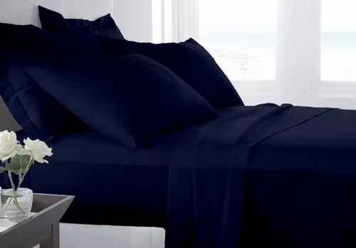 Miniatura 19 de Juego de ropa de cama de lujo de 4 piezas, 800 hilos, 100% algodón ultra suave, color negro, juego de ropa de cama transpirable de algodón de fibra