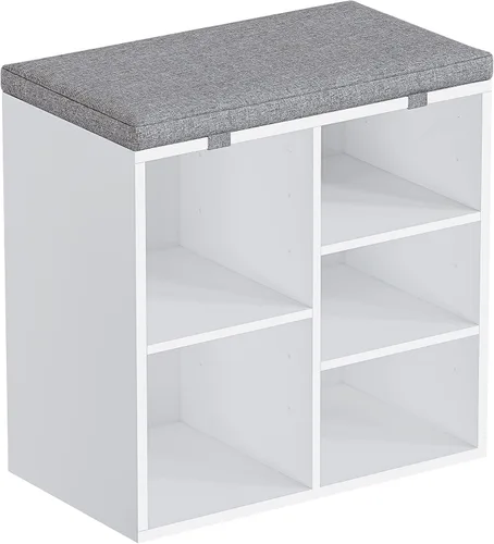 Miniatura 11 de GAOMON Banco de almacenamiento de zapatos de entrada con 10 cubículos, zapatero con cojín, estante ajustable de 3 niveles para entrada, sala