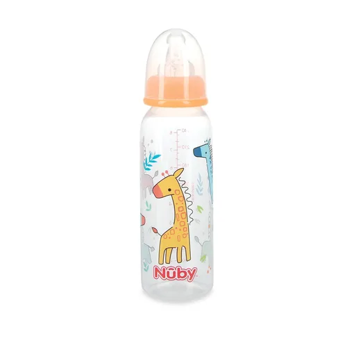 Miniatura 2 de Nuby Botella tintada de cuello estándar, 8 onzas, 1 paquete de 1 botella, los colores/patrones pueden variar