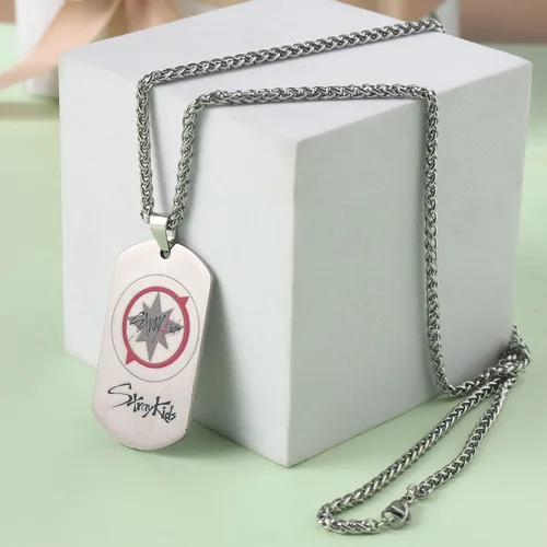 Miniatura 3 de AntaQuyaN Kpop Stray Kids Merch - Collar con colgante para niños joyería de acero inoxidable para regalos color blanco Acero inoxidable Acero