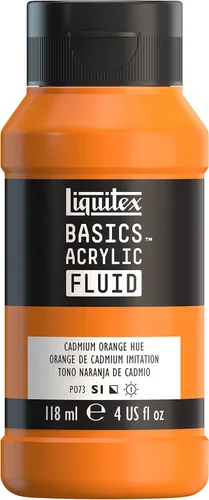 Miniatura 53 de Liquitex BASICS Pintura acrílica fluida, botella de 118ml (4 onzas), tono amarillo cadmio medio Tono medio amarillo cadmio