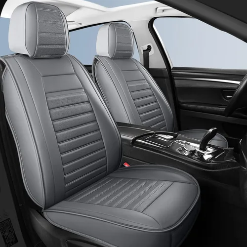 Miniatura 25 de HChengkikz Fundas de Asiento de Automóvil Par Delantero, Fundas de Asiento de Cuero Nappa Transpirable para Automóviles, Cojines Universales