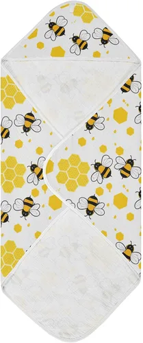 Miniatura 3 de Honey Bees - Toalla de baño para niños y niñas, color amarillo, abejorro, colmena, con capucha, toallas para recién nacidos, de algodón orgánico