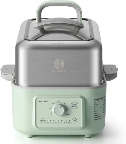 BUYDEEM G52 - Vaporizador Eléctrico de Alimentos de 5.3 Cuartos de Galón para 2-4 Porciones, Vaporizador de Verduras para Cocinar, Mantiene Caliente