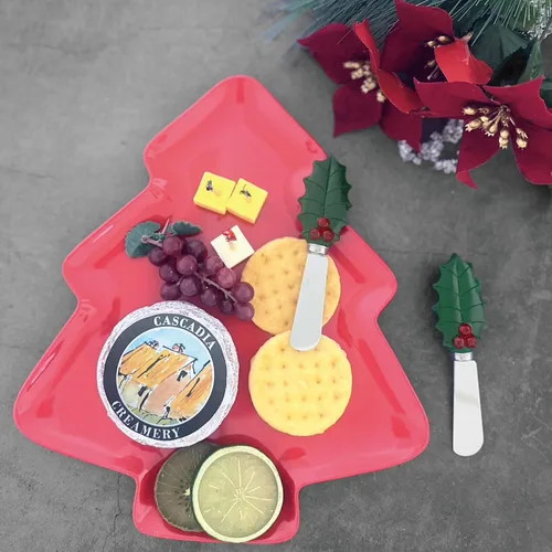 Miniatura 3 de Supreme Housewares Holly Days - Esparcidores de queso, asas de resina pintadas a mano con cuchillas de acero inoxidable para untar queso crema