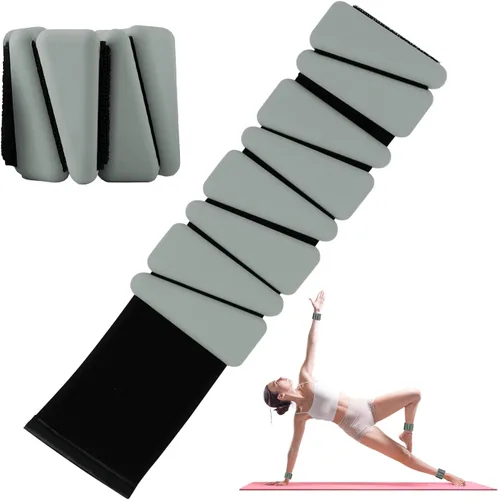 Miniatura 11 de Juego de 2 pesas de muñeca ajustables de silicona para mujeres y hombres, pesas de tobillo/muñeca adecuadas para yoga, danza, pilates, ejercicios