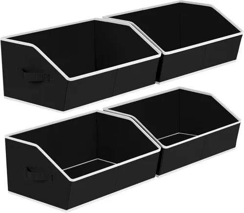 Miniatura 25 de Homsorout Organizador trapezoidal para armario, cestas grandes para organizar, caja de almacenamiento de tela para estantes, cubos de almacenamiento