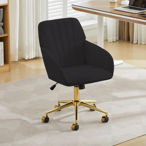 Miniatura 4 de Silla de escritorio de terciopelo para oficina en casa, moderna y bonita silla de trabajo para computadora con respaldo, silla de tocador tapizada
