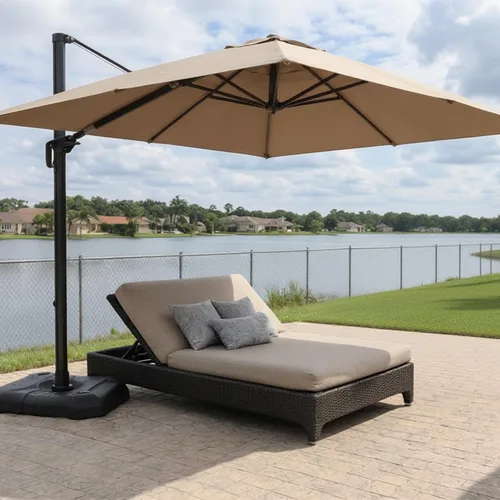 Miniatura 108 de PURPLE LEAF Sombrilla de Patio de 8 Pies para Exteriores Sombrilla Cantilever Cuadrada de Aluminio Sombrilla Offset con Rotación de 360 Grados
