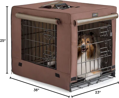 Miniatura 7 de DONORO Jaulas para Perros de Tamaño Mediano a Grande para Interiores con Doble Puerta, Perreras y Casas para Cachorros y Gatos, Jaulas Plegables