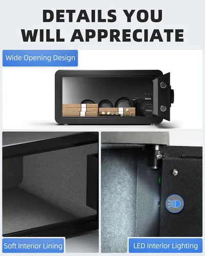 Miniatura 5 de DAYI Caja fuerte para hotel, 1.4 pies cúbicos para laptop, clóset, con teclado digital, para documentos de oficina en casa y dinero, sistema