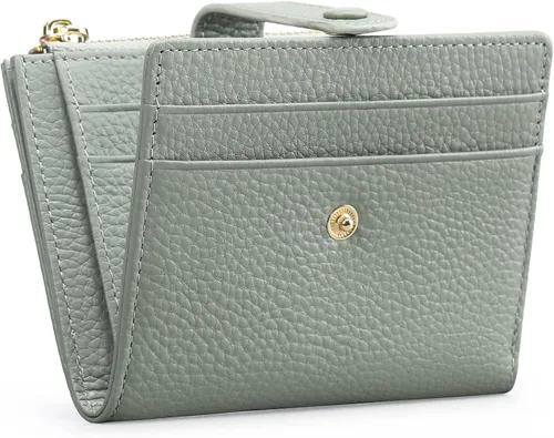 Miniatura 13 de FALAN MULE - Carteras pequeñas para mujer con bloqueo RFID, piel auténtica, cartera plegable delgada con cremallera y monedero para monedas