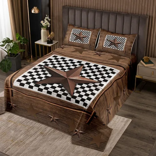 Miniatura 18 de Feelyou Colcha de vaquero occidental, tamaño King, diseño rústico de Texas Star con botas de vaquero, colcha acolchada para niños pequeños, diseño
