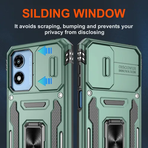 Miniatura 6 de Atump Funda para Motorola Moto G Play 2024 (4G) con [paquete de 2] protector de pantalla HD y cubierta para cámara deslizante, soporte de anillo