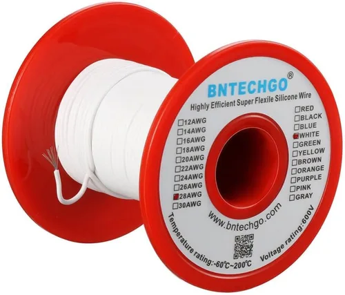Miniatura 9 de BNTECHGO Carrete de alambre de silicona de calibre 28 rojo 250 pies Flexible 28 AWG alambre de cobre estañado trenzado