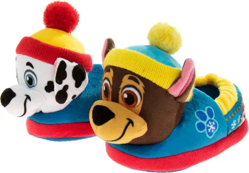 Nickelodeon Paw Patrol and Sponge Bob Squarepants Zapatos de casa Chase y Marshall para niños pequeños Zapatillas de casa de felpa, ligeras,