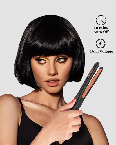 Miniatura 4 de DSHOW Plancha plana de 1/2 pulgada, plancha plana pequeña para cabello corto, mini alisador de pelo de cerámica de turmalina con bolsa, 6 Púrpura