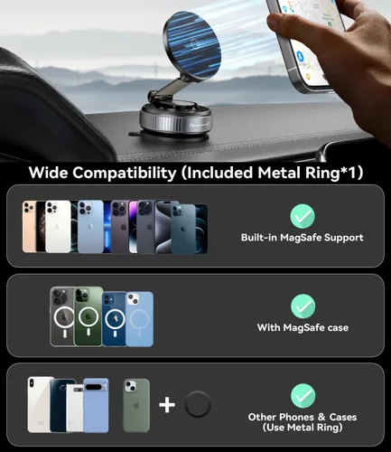 Miniatura 6 de Soporte magnético para teléfono al vacío, soporte magnético ajustable de 360°, soporte de teléfono Magsafe con ventosa mejorada 2025 para tu