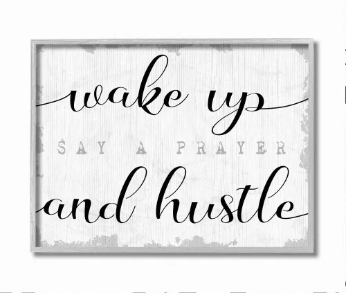 Miniatura 9 de Stupell Industries Placa de pared con frase "Wake Up Pray and Hustle", diseñada por Daphne Polselli Art, 10 x 15 pulgadas