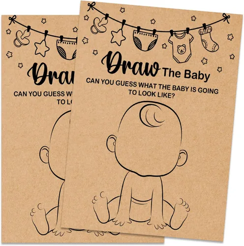 Miniatura 17 de Baby ABC Juego de Baby Shower, 30 unidades, kraft, juego de mesa, todas las edades, inglés, cartulina, manual, unisex, baby shower y alfabeto