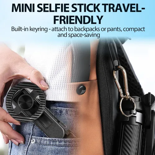 Miniatura 7 de Trípode para teléfono y palo para selfie, rotación de 360°, palo de selfie de viaje, portátil, todo en uno, trípode extensible para teléfono celular