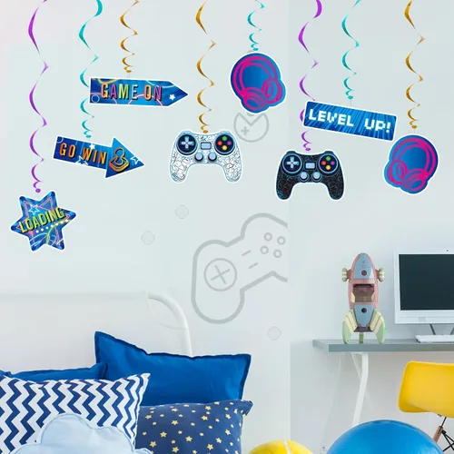 Miniatura 5 de WERNNSAI Remolinos Colgantes de Videojuegos - 21 PIEZAS Decoraciones de Fiesta de Videojuegos para Niños Varones Jugadores Fiesta de Cumpleaños