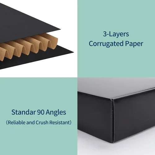 Miniatura 4 de Rempry Cajas de envío negras de 12 x 9 x 3 pulgadas, paquete de 20, cajas de correo de cartón corrugado para embalaje, cajas de regalo con tapas
