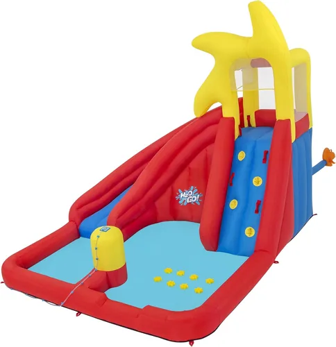 Miniatura 6 de Bestway H2OGO! Parque acuático inflable para niños Lava Splash Tobogán al aire libre, pared de escalada, piscina de chapoteo, aspersor Ideal