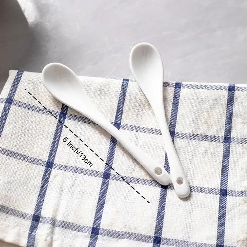 Miniatura 2 de 6 cucharas de café blanco de porcelana, salsa de té espresso y postres cucharas de cerámica