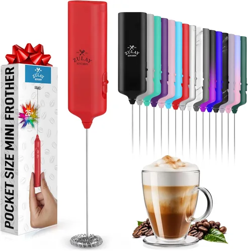 Miniatura 29 de Varita de espumador de leche mini y potente – Potente espumador de café de mano, mezclador de bebidas operado con batería – Tamaño de bolsillo Azul