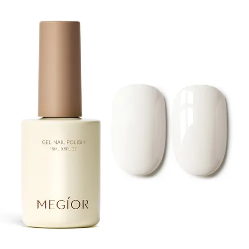 Miniatura 126 de MEGIOR Esmalte de uñas de gel blanco de 0.5 fl oz, color blanco antiguo, secado con luz UV, esmalte de gel francés, arte de uñas, salón de manicura