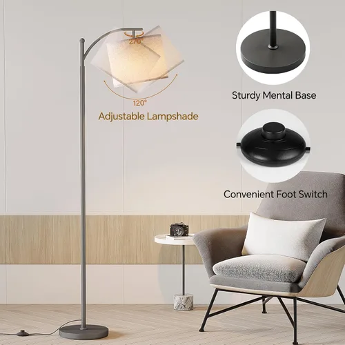 Miniatura 4 de SUNMORY Lámpara de pie de arco, moderna lámpara de pie con bombilla de 9 W y 3 temperaturas de color, lámparas de pie de metal con pantalla colgante