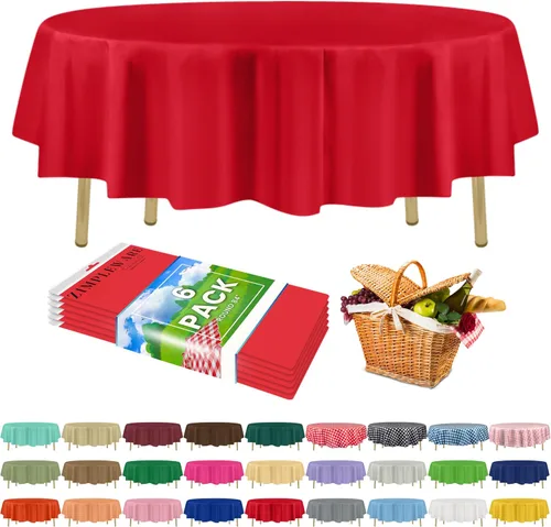 Miniatura 18 de Zimpleware - Mantel redondo de plástico para fiestas de 213 cm (84 pulgadas) de diámetro (paquete de 1, 6 y 12 unidades)
