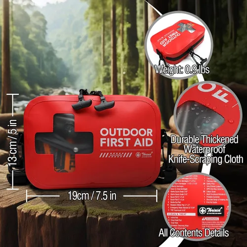 Miniatura 7 de Kit de primeros auxilios impermeable de 152 piezas, bolsa seca portátil para botes pequeños, bolsa de evacuación, kit médico de emergencia ideal