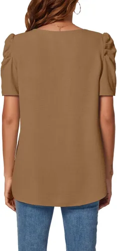 Miniatura 2 de Camisetas casuales de verano para mujer, manga abombada, para ajuste holgado