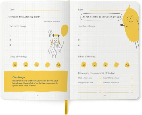 Miniatura 8 de HappyMe - Diario de gratitud para niños con indicaciones diarias, cuaderno de escritura para expresar pensamientos y sentimientos, mentalidad