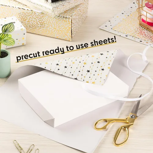 Miniatura 5 de Hojas de Papel de Regalo - Elegante Envoltorio de Regalo, Papel de Regalo Dorado y Blanco Elegante para Hombres o Mujeres, 14 Hojas de Papel