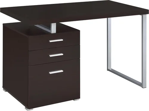 Coaster Home Furnishings Brennan - Escritorio moderno y contemporáneo de 3 cajones con cajones para computadora, mesa de estudio, archivador de