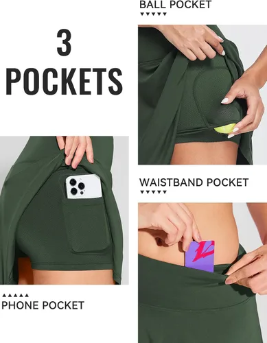 Miniatura 4 de BALEAF - Faldas de tenis plisadas para mujer, faldas pantalón de golf atléticas, con bolsillos, para correr, entrenar y hacer deportes